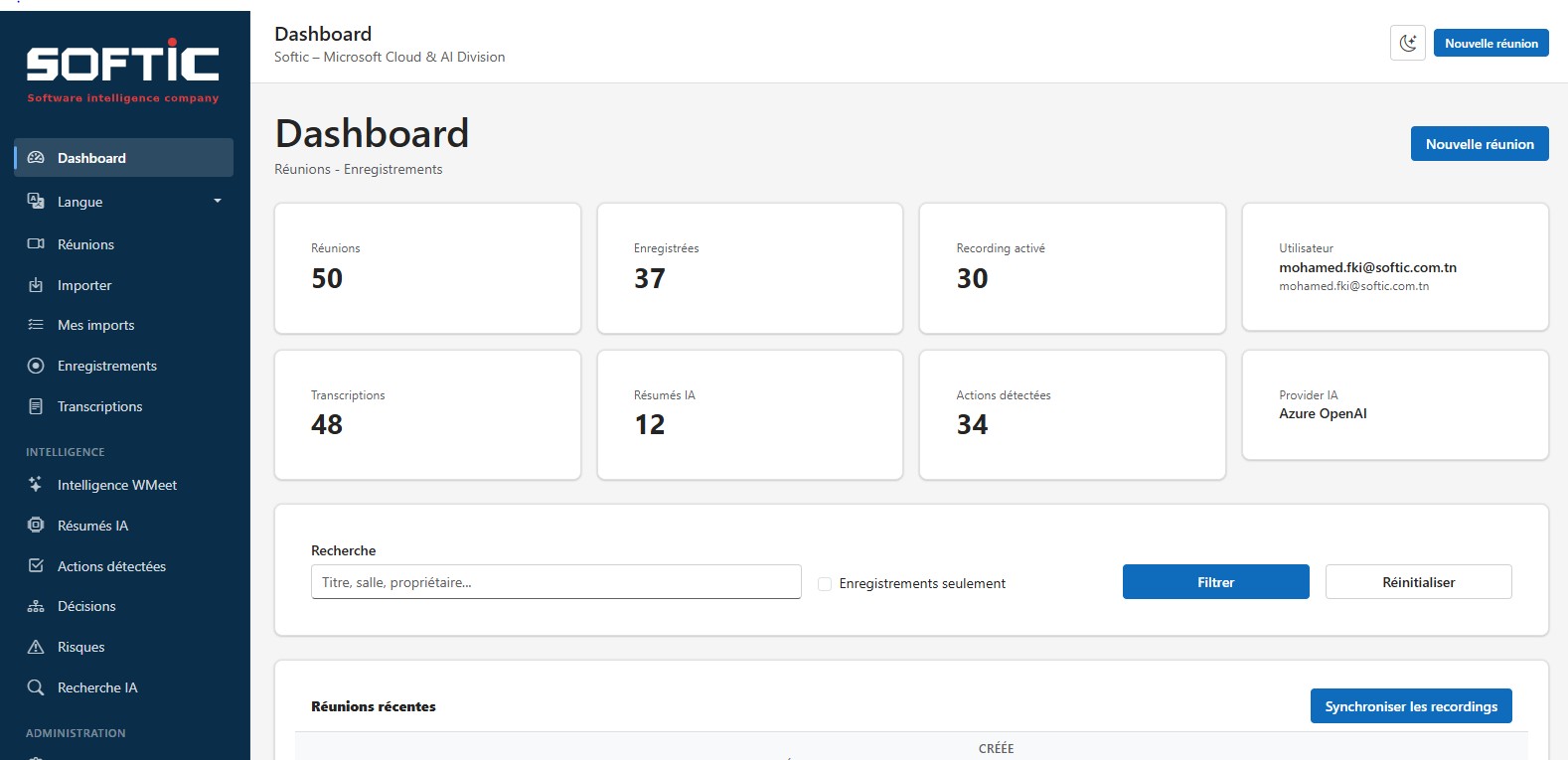 WMeet dashboard